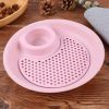 1pc Dumpling Tray; Drain Double-layer Plate With Vinegar Plate; Household Round Plastic Large Dinner Plate; Tray For Dumplings - Pink