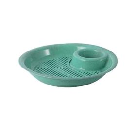 1pc Dumpling Tray; Drain Double-layer Plate With Vinegar Plate; Household Round Plastic Large Dinner Plate; Tray For Dumplings - Green