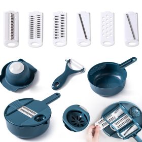 1pc Multifunctional Vegetable Cutter, Potato Shredded Grater, 3 Blades Or 6 Blades For Choose 11in*7.2in - Blue--Six Blades