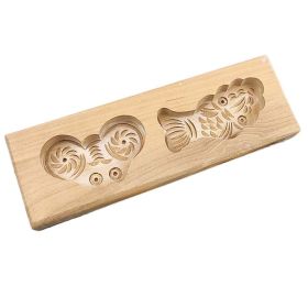 Wooden Mooncake Mold Pastry Mold Bean Paste Cake Baking Tools Chinese Money Fish 40g - Default