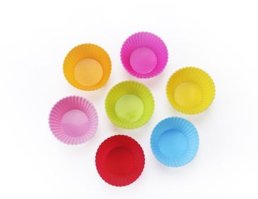 Colorful Shaped Nonstick Silicone Cupcake Molds, Reusable Heat Resistant Baking Liners - round