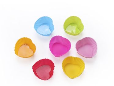 Colorful Shaped Nonstick Silicone Cupcake Molds, Reusable Heat Resistant Baking Liners - heart