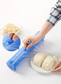 Plastic Cling Wrap Storage Holder with Slide Cutter Cling Film Cutter Aluminum Foil, Parchment Paper Dispenser - Blue