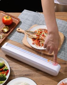 Cling Wrap Dispenser with Slide Cutter Aluminum Foil, Baking Parchment Paper Organizer Kitchen Tool  - White