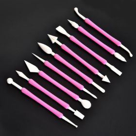 Cake Decorating Pen Kit 9 Pieces Fondant Modeling Tool with Double Ended Plastic for Dessert Gum Paste Cupcake Toppers Fondant Cake Baking Tool - pink