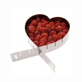 Heart Mousse Ring Mold Adjustable Stainless Steel Cookie Mold Metal Cake Mold Baking Dish Heart Cake Tools - stainless steel