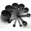 Measuring Set 10 pieces Black Plastic Measuring Spoons and Cups for Baking Tools - 10-PC