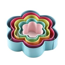 Set of 5 3D Plum Blossom Shape Biscuit Cutter Cookie Mold Cake Fondant Icing Pastry Cutter Stainless Steel DIY Kitchen Baking Gadget Tools - 5-PC