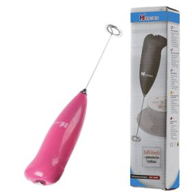 1pc Stainless Steel Handheld Electric Blender; Egg Whisk; Coffee Milk Frother - Pink