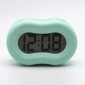 Timelink Rubber Smartlight Fashion Digital LCD Bedside or Travel Alarm Clock - Mint Green - Timelink