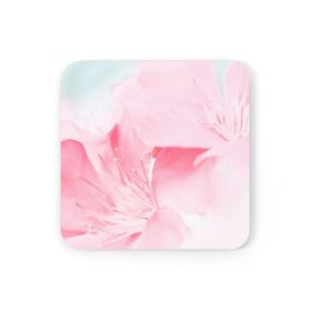 Home Decor, Coaster Set - 4 Piece Home/office, Pink Flower Bloom, Peaceful Spring Nature - Cork