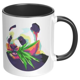 Coffee Cup, Ceramic Mug 11oz, Colorful Pop Art Panda - Black