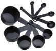 Measuring Set 10 pieces Black Plastic Measuring Spoons and Cups for Baking Tools - 10-PC