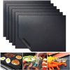 5pcs Non-stick BBQ Grill Mat Baking Mat BBQ Tools Cooking Grilling Sheet Heat Resistance Easily Cleaned Kitchen Tools; 15.75*12.99inch - Black - 5pcs