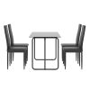 5-piece Rectangle Dining Table Set with Metal Frame, Tempered Glass Dining Table for Kitchen Room, Black - as Pic