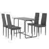 5-piece Rectangle Dining Table Set with Metal Frame, Tempered Glass Dining Table for Kitchen Room, Black - as Pic