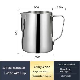 Stainless Steel Pitcher Pointed Thickened Frothing Pitcher Household Milk Cylinder (Option: 600ML natural1)