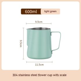 Stainless Steel Pitcher Pointed Thickened Frothing Pitcher Household Milk Cylinder (Option: 600ML L green)