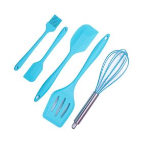 Silicone Baking Scraper Oil Brush Shovel Eggbeater Set (Color: Blue)