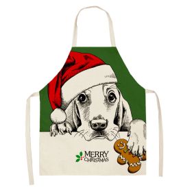 Household Green Series Christmas Dog Linen Apron Used In Kitchen (Option: Style 16-55x68cm)