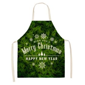 Household Green Series Christmas Dog Linen Apron Used In Kitchen (Option: Style 1-55x68cm)