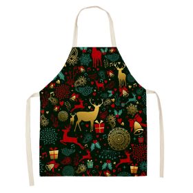 Household Green Series Christmas Dog Linen Apron Used In Kitchen (Option: Style 2-55x68cm)